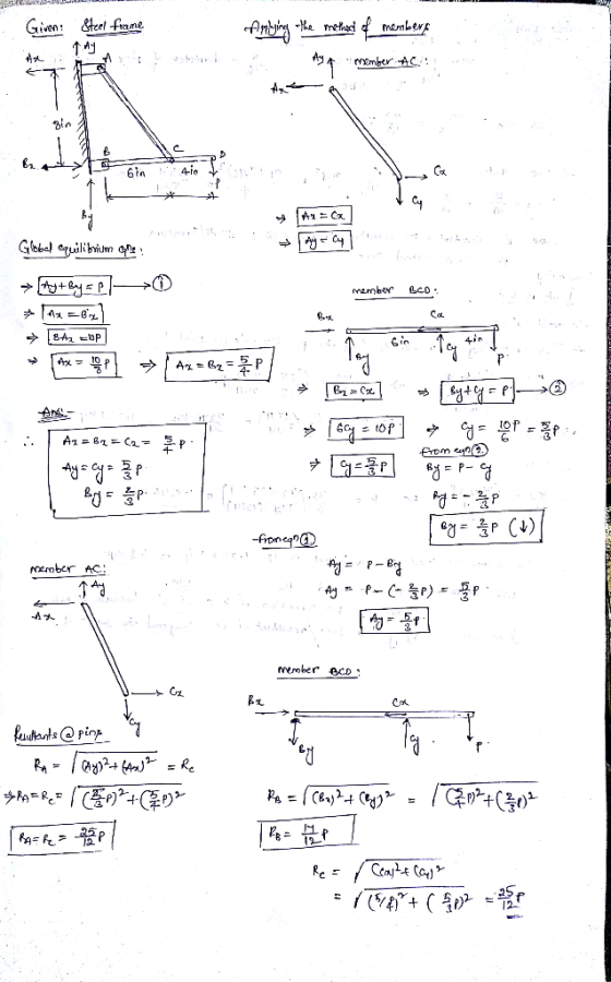 &teol frame members Given emehac mmberAC 6in AC Globel equilibium e y+Brp mamber LCo A B 8A P in 4ir A B P bytP An 엉= 은 = 종f.