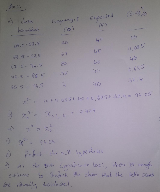 Ans: clase 6 4 o 9.5-58. 20 11, 025 46 0,62S 32.4 4o 6 1 67.5-76.5 76.52.535 35.5-q4.5 니。 フ%, 94.05 Retct theless eto hethen