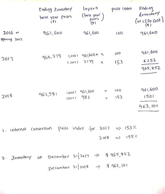 Ending nventory layers base ycar pritesbase year price index Endin Vento (at LE Fo Cost) 2016 1GI, Goo 6I,600 σ ning 2017 61,
