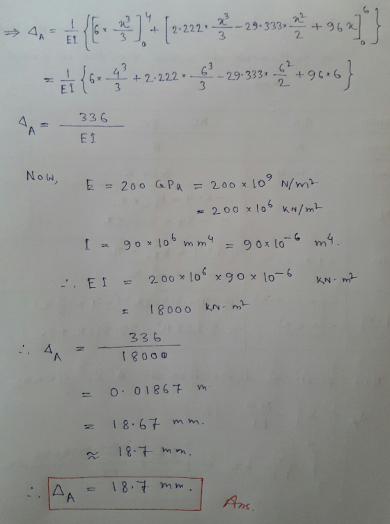 -*W .29.333*- 3 2 222 x 3 1 2. A E1 -(0-40.020-099pe) 1 +96 6 - 29.333x - + 2.222 E1 336 A E 1 Now, 10 N/mt 2=200 Pa 2.00 x 2