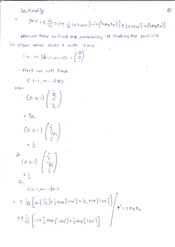 So, Final No,ce have to find the probnbiits of finding the particle tn cigen value state oith i<e Fixs cse csill find No 豆. O