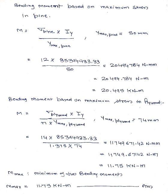 Beog momemt- baped on maximum So mm. max, pine 12 x 853111 aろ3.33 20494-164 ., So Sending nnome 4.7142 N-7 minimum antur, Ben