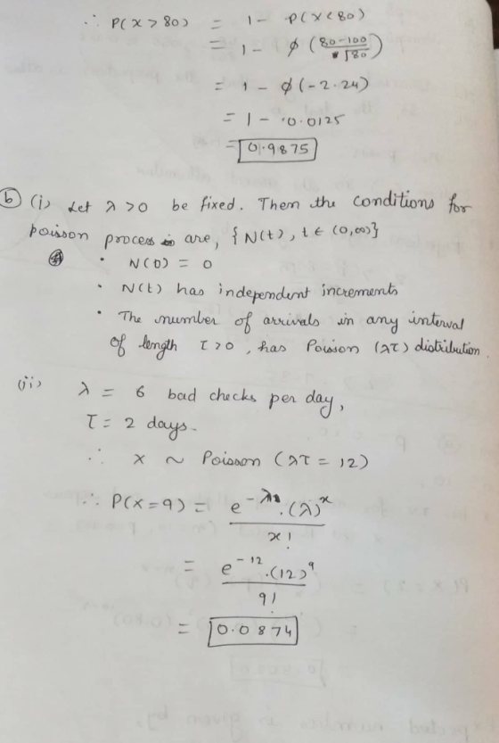 80-100 -2.2 - O·0,25 6.9875 e 3o be fixed. Them thi conditions fr NCt) has independant n incrememb The muumber f arrivals in