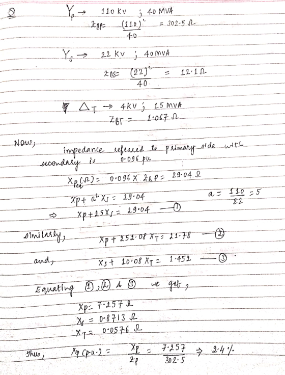 11о kv 40 MVA 40 22 Kv 40 mVA 2. 12 1 40 AT 15 MvA 4 kv ZGF= Utyo-T -Nowj _impedante sefeue condaiy te Paimary sidewdt. 0 096