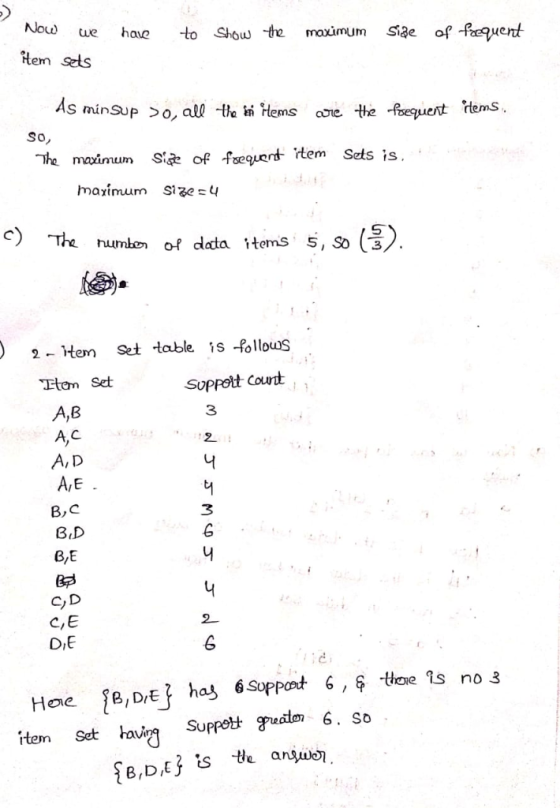 Nou) ue have to Show te moximum sie of faent tem sels So, maimum Si of fsequerd tem Sets is. maximum Se4 humbof data temS 5