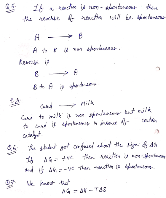 Q5 ation i thontameous then non a the rechse ^r rlactin will be fontaneous hotaneous A to B i Rererse i 8 to A ip spontneous
