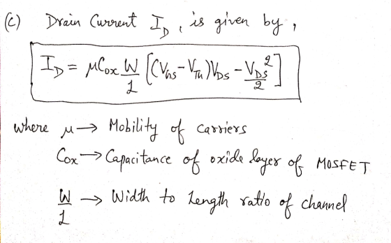 7 Tu where Mobilt o CorCapacitance Cariexs oxide Jgex ofMasFET Width to tength Yatio 1 ochame! 3T