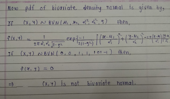 Now pdf of biuan ate densty nam.al is given by 2(1-3) 之 (X, Y) is not hivariate hoimal