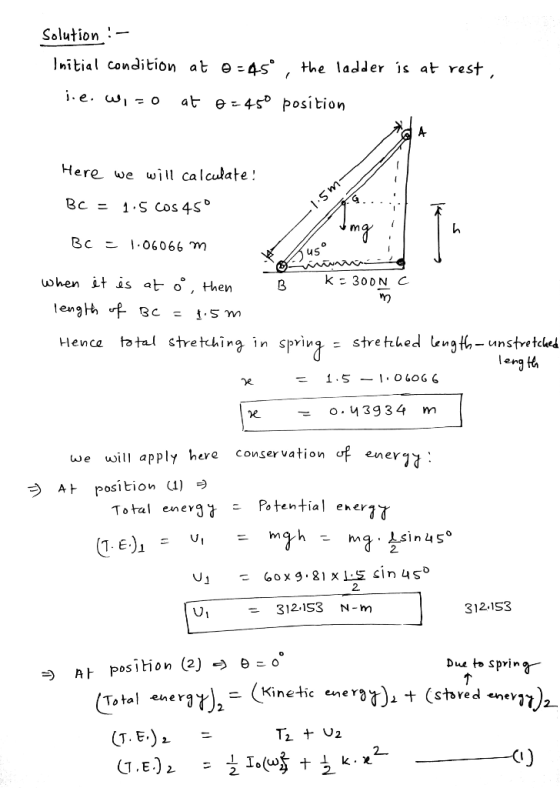 Solution Initial condition at -4s, the ladder is at rest i.e. s, - o at e4 position Here we will calculate! Bc = 1.scos4s* wh