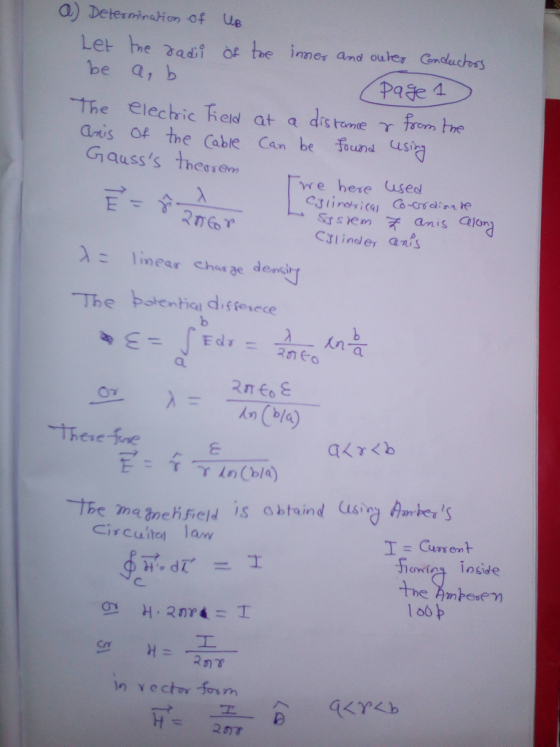 a) DeterninatHon of Ue Let he a dii of toe inmer and ouker Condeuchoss be a, b Page 4 dis tame frund usi from tne The elechri