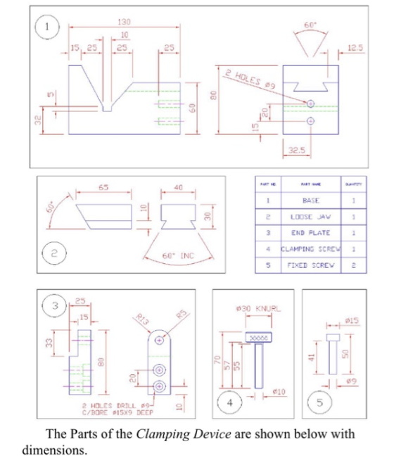 60 130 12.5 25 25 15, 25 HOLES 32.5 40 65 BASE LOOSE JAW END PLATE SC 2 60 INC 5 FIKED SCREVa ф30 KN.RL 015 15 $10 5 4 2 HOL
