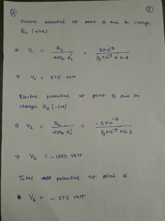 5 Glectrt potentia, af potnt G clue to change 3XLO Ele hric potemtie at poin+ due te changa s C-ve)