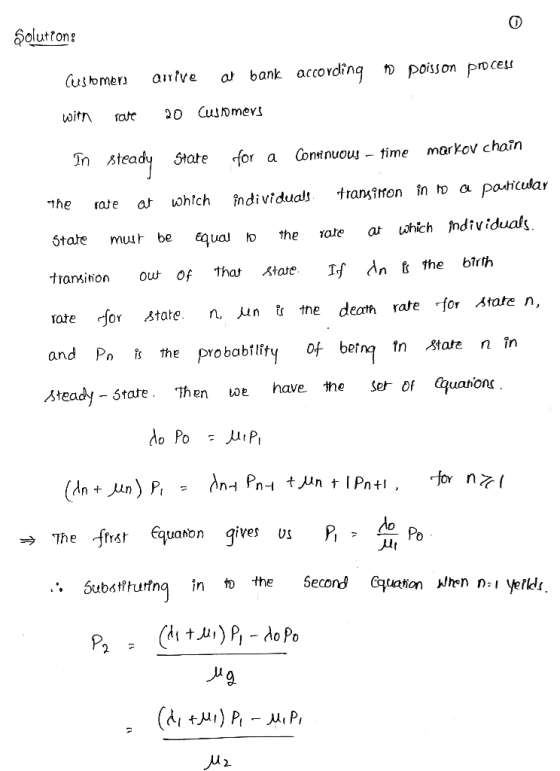 Holutfons uibmers antve a bank accovding D poisson proceu In steady State for a Contnuou me markov chaïn the rate at ohlch f