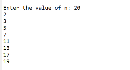 Enter the value of n: 20 2 7 13 17 19