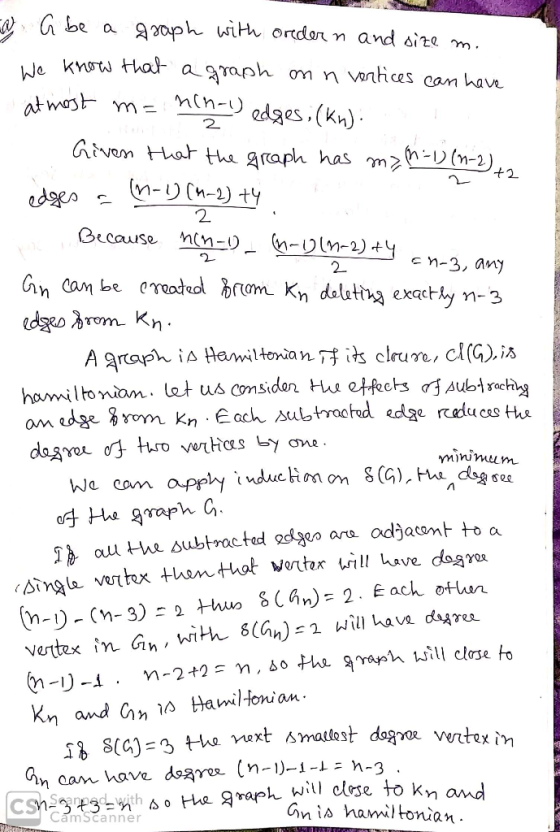 G be 9 2aph wiHh ortden n and size m. We kntw that agmph om n nhces cam have nin-edges.(kn) atmost m 2 Givem Hot tha graph ha