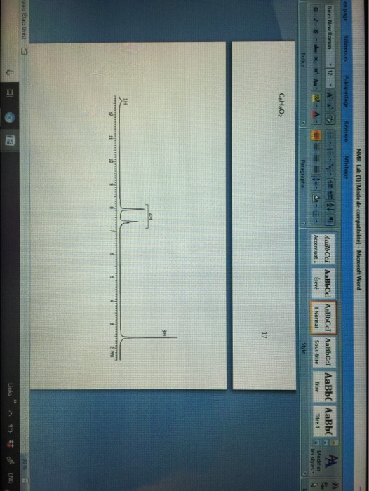 NMR Lab (1)Mode de compatibilite) Microsoft Word Références Publipostage Révision Affichage en page A Times New Raman 12 AaBb