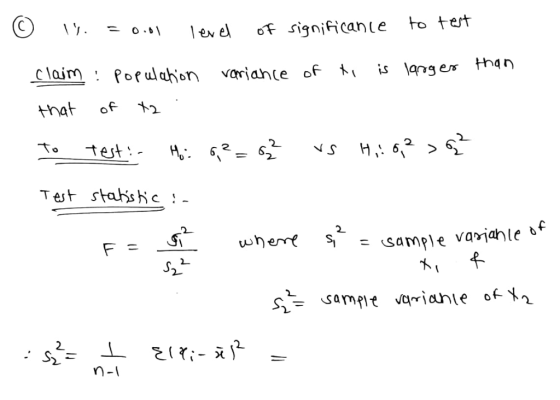 0.01 lew e F significan le to tert clainnPoruluhon variante of that of ta . 6 2 sample variante 1n-