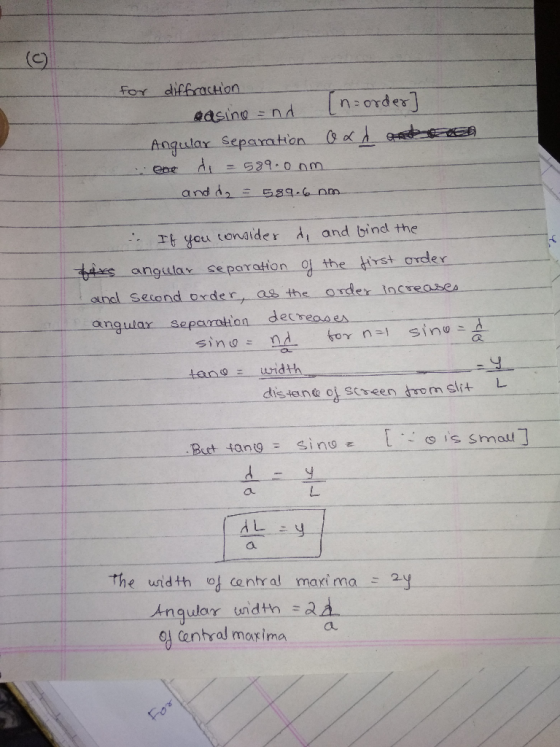 For diffrachion /n order easing三n d Angular Separation ent-di 三539.0 nm ea s · Thyce, tenaider At and bind the es angulax se
