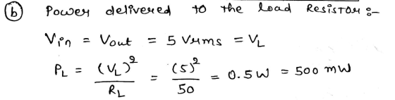 to the oad ResisTdH g- ь Росен delvesed = VL Vout 5 VHms PL 500 mW O. 5 So