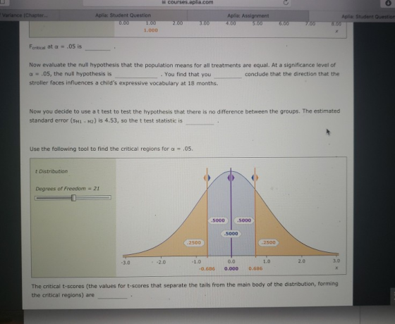 courses.aplia.com 0 Variance (Chapter.. Aplia: Student Question Aplia: Assignment Aplia: Student Question 1.000 .05 is Fcriti