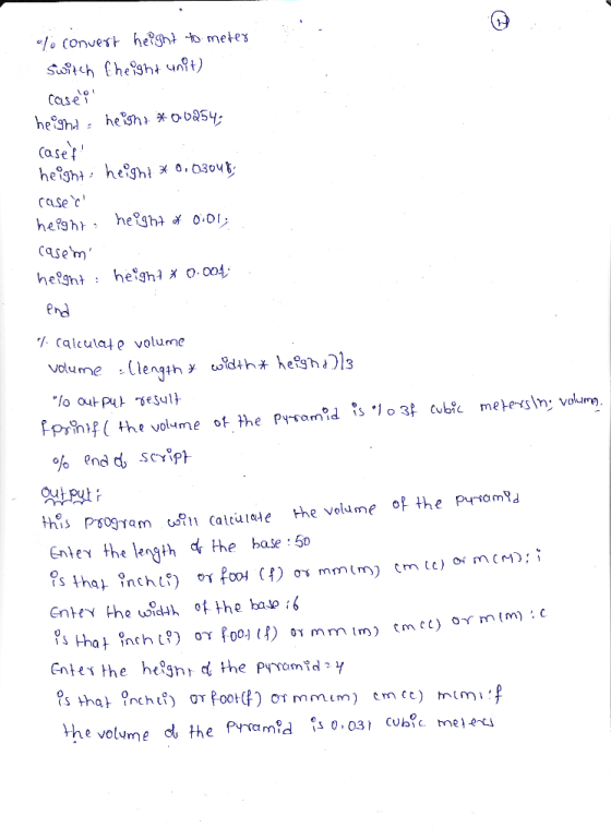 CCuse Casef height, hegh0304t Casem 7 Calculat e volume metetsn, vol prnf (the volume of the Py-samd so c Enle the nth d the