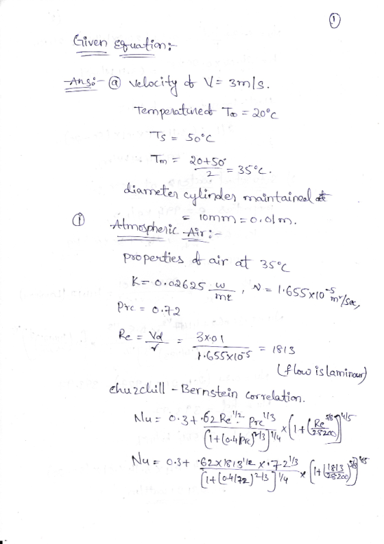 nsi@ velocitVe 3mls Ts= 50°C properties dy air at 35℃ mt ehu 2cla Bernstein Correlation MIS