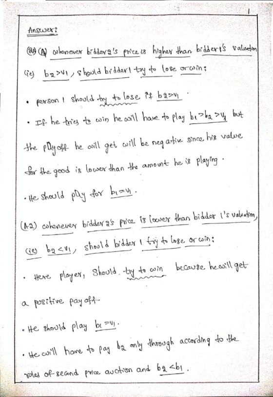 Answer a CA) oshanever brddoyas prce is highay than bidderts valo bavishould biddorl ty do lose orwin; Ge) par sonShould ty