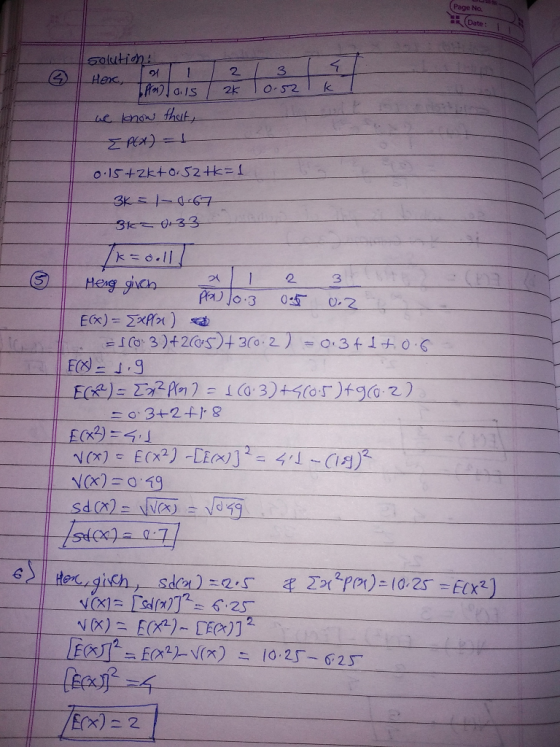 (Page No. Date: Solution 1 3 Henc HaIS O S2 2k ue kenaw fhet o.15+2kt052 k=1 3KELICA67 3k 33 Heng gich 0:5 E) x) =sCo 3 )f2@S