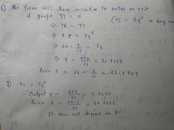 し) No firm will have ,incentive -lo ente y ott exit > 66 21 ラqー110-3-9355 : Price P66 i S 2. Output It does nol d e fend on F
