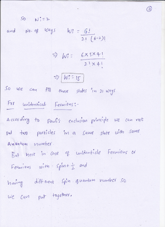 So 21 (6-2)| 2 1 x4 Paul exclusion principe we can not Felmions wim Spin+and av
