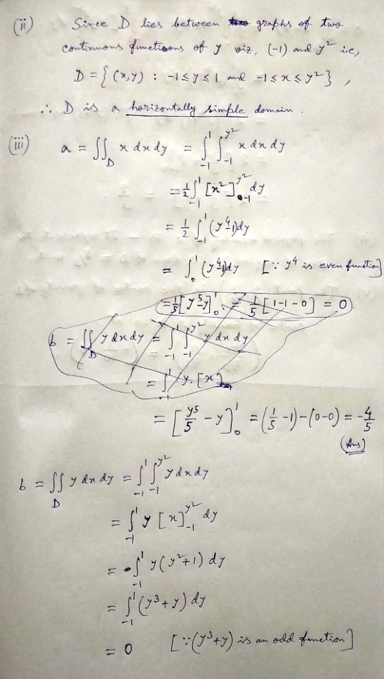 Sinee Dies between t gaphs of tve dunetiaans of y2, ()ane ie Contmugns D .Ds herizontally imple domain . xdn dy - 1-1- lxdy -