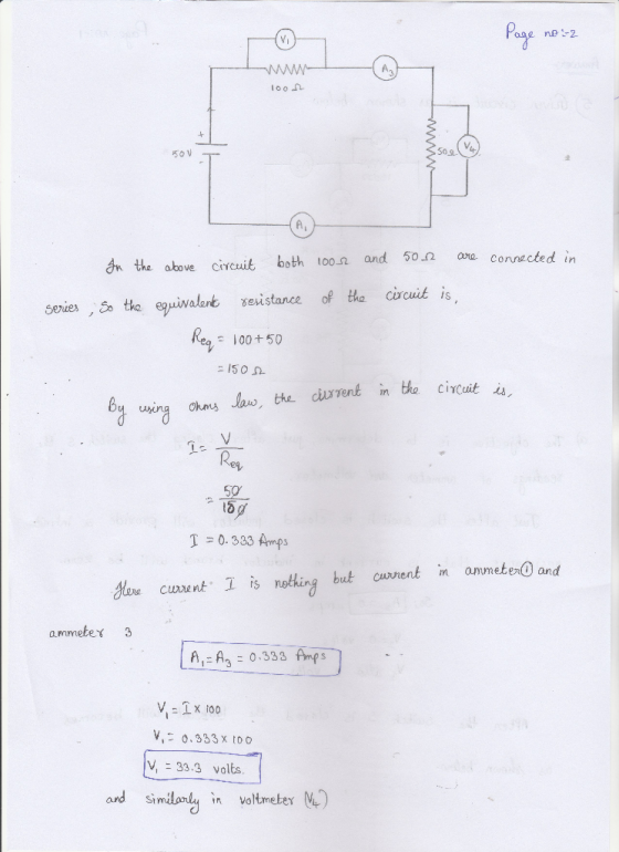 no 2 50 V connacted in dntke above circuit both 100 and 5012 are alert te stance of the circuit is , the eguivalank seier 100