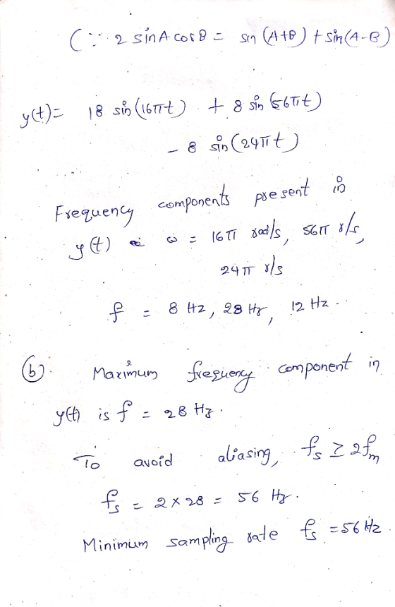 componen Corm ponenV ? Minimum sampling &de fo