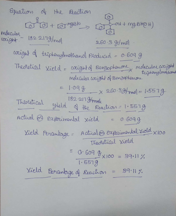 Equation d the Raction mg Bro H) TBlo Ho mduaulor cocight 182.2179/md 9/mol 960-3 cocight tiiphenytmethandl Pladuad Theoretia