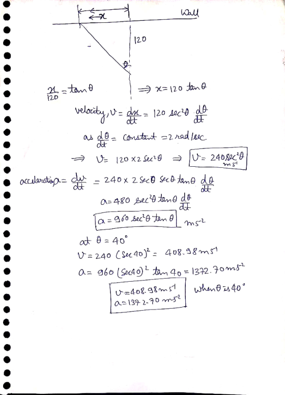20 x= 120 tn 12D velocbyv |20 dec do - ctt as de dt Contat -2 rad lesc ひ= 24089 U 120 x2 Sec0 occlondtap du 240 x 2 Sec0 Sect
