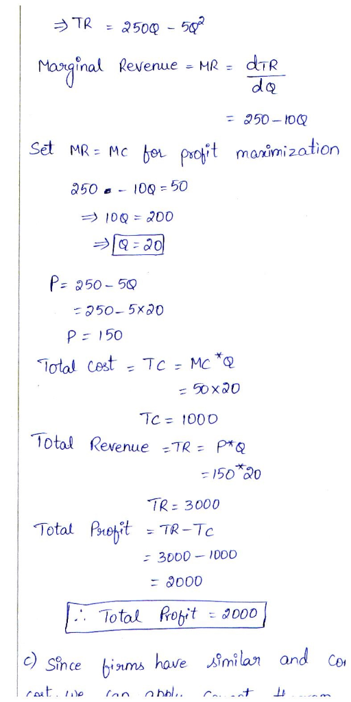 TR500 Manginal Revenue HR dTR Para MR Mc ber 50100 50 maimi2ation P-350-50 50-5x00 P 150 Total Revenue :TR: png 150 0 IR: 300