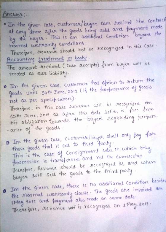 nswex . In the given cose, customer/ buyer com secindl the contuach al any sime ajtex the goods being sold ond bayment mae by