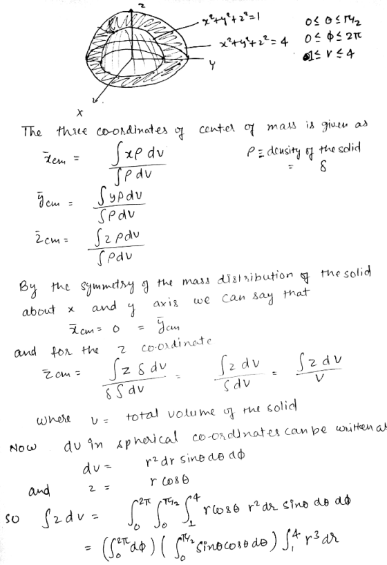 x4y22:4 61 V4 The thce coondinates oconter of maS xP dv JPav Sypav SPav tem the solid PE dousity 2cm= SPav the solid the mass