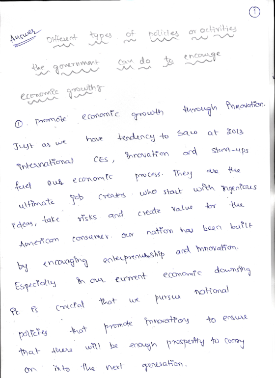 Ancwes types DHfCunt of activities paticies he Cau do te encoge 9overnmOnt economfc gowth rough fhnovoticon tendency have saL
