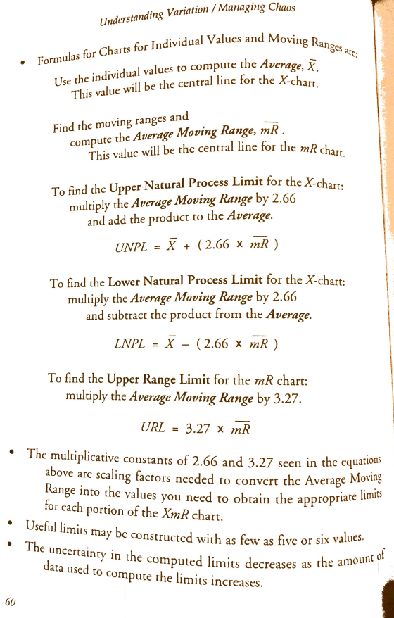 riation / Managing Chaos Understanding Va Formulas for Charts for Individual Values and Mov Use the individual values to comp