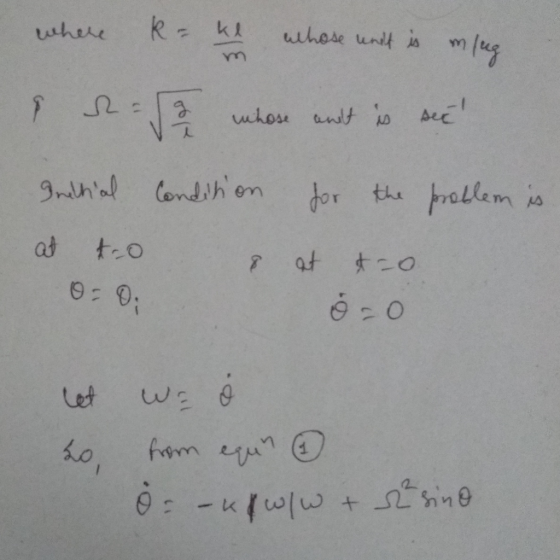 whese unlt is m /eg uhere sec 3lhol Condih en or the rallem is at to 7 at t-o 0: 0; Let w 3