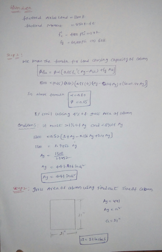 GNEN data fartoed Axial Load Bo0 K factaed Mment -650K-4E f。- 406 Si e)4ト 60,ac0 ps ) 60k Stcp We knoo The foimula fex Lod an