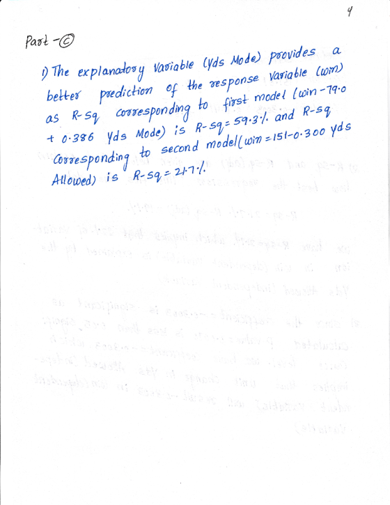 Past The explanalovy vasiable (yds Node pocvides a beterpedchn f the esponse variabie om as Rsy nrespondmg to first madel (oi