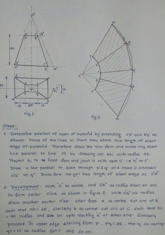 60 c 40 10 16 5 i 35 Fig 1 Fig 2 a. Sleps: 1 Determine position of apex of pyramid by extending ap and baj as Shoron None