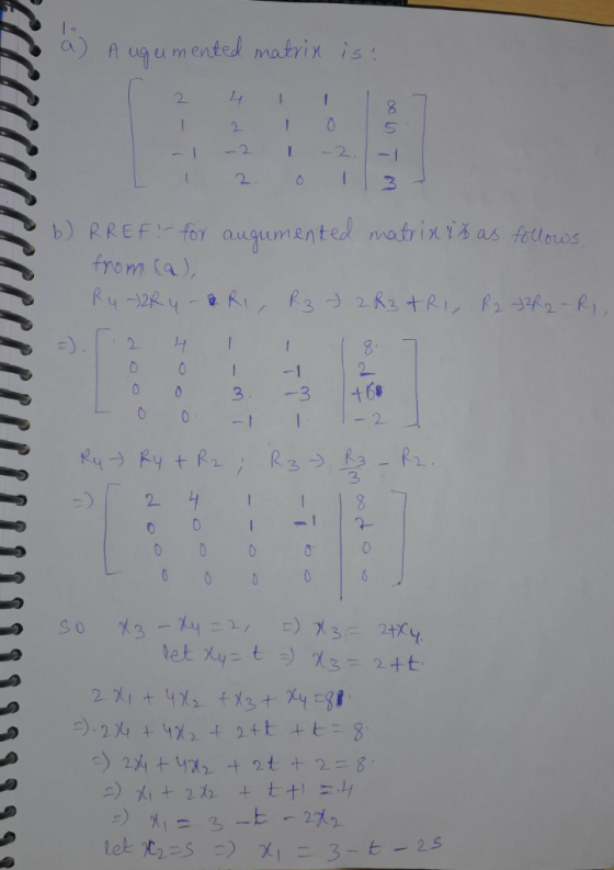 a) A ug u mented matrix is b RREor auqumented from 3. -3 1468 2. 3 8