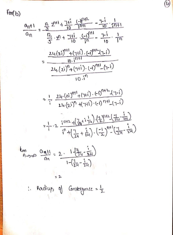 for( b) antl 10 1 10 an HI 12. 10 S0 24(21)11)( ) 10.in1 2412 (i) (-(r-i) 10.m 24.(ai yi) 7-i) 24(21 Hi)L{1-i) 1 nH2I1 24 im