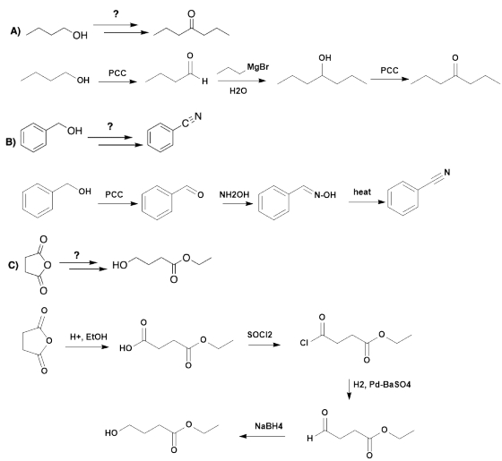 OH OH H20 OH? OH PCC O NH20H N-OH heat SOC12 o H+, EtoH HO H2, Pd-BaSO4 NaBH4 HO