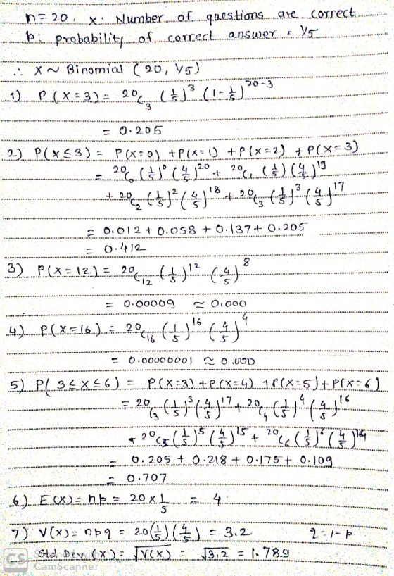 Probability .. of yー correct. . answer. 2 0 3 = 0.205 17 0.412- 2 0 26 二 0.70 mcanner