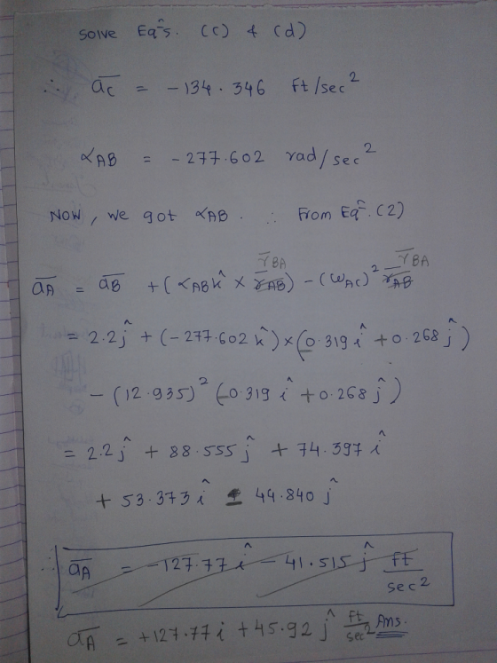 solve Eq s CC) 4 (d) n(AB -273-602 Yad/Sec2. = + .5 3.34 44.840 J. 2 se c sec
