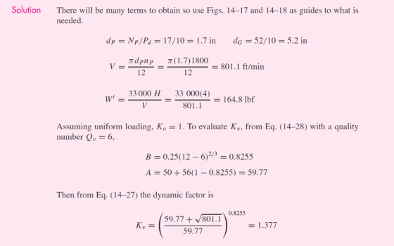 Solution There will be many terms to obtain so use Figs. 14-17 and 14-18 as needed guides to what is dp = Np/Pa = 17/10 = 1.7